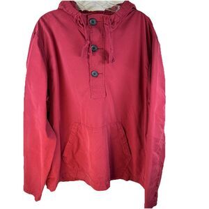 Old Navy Anorak Hooded Jacket Red Utility Pouch Pocket Gorpcore Raincoat Sz XL**
